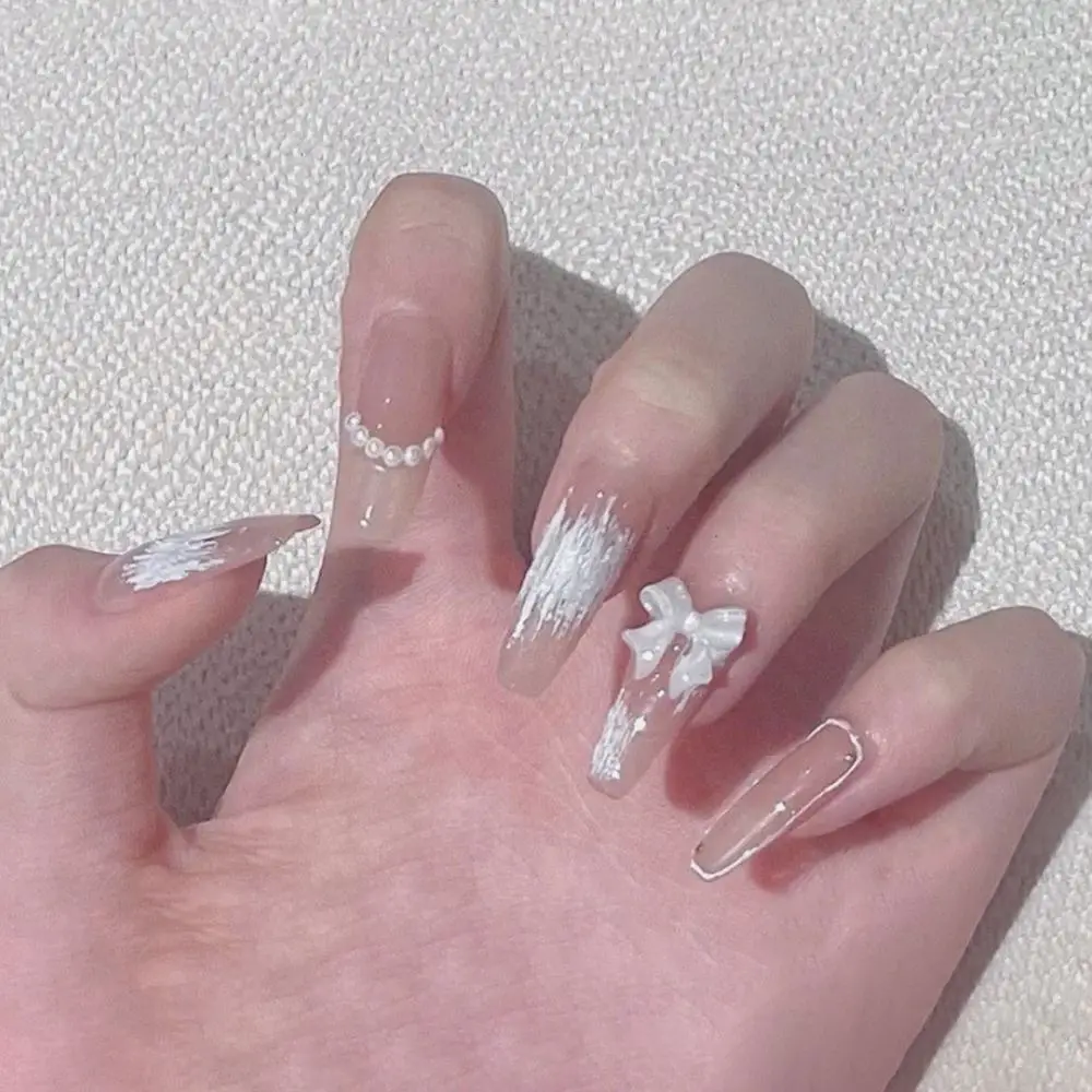 

24pcs/Box Press On Nails Full Cover Artificial Detachable Nail Tips Fake Nails Glitter Coffin False Nails Wearable
