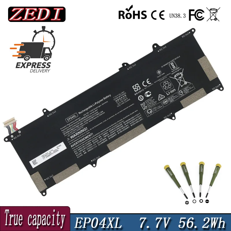 ZEDI Новый аккумулятор для ноутбука EP04XL HP Elite Dragonfly G1 G2 серии HSTNN-DB9J HSTNN-IB8Y L52448-1C1 7 В 56 2