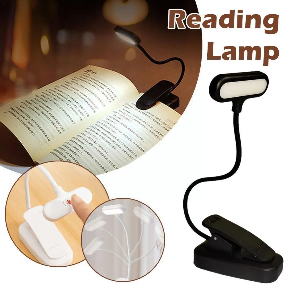 

Миниатсветильник ный перезаряжаемый светодиодный светильник для чтения, лампа для чтения с 3 уровнями теплой и легкой ночью, гибкая лампа для чтения на белом клипсе, Co T0B1