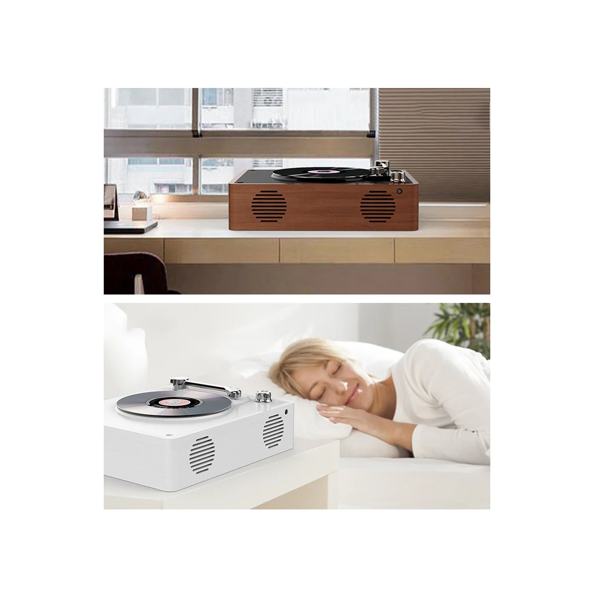 Retro Cd Phonograph Bluetooth Speaker Portable Music White R