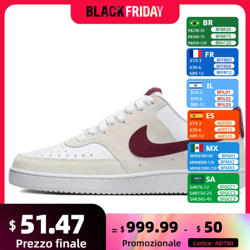 Nike Court Vision Low из воловьей кожи Универсальный повседневный непринужденный удобный