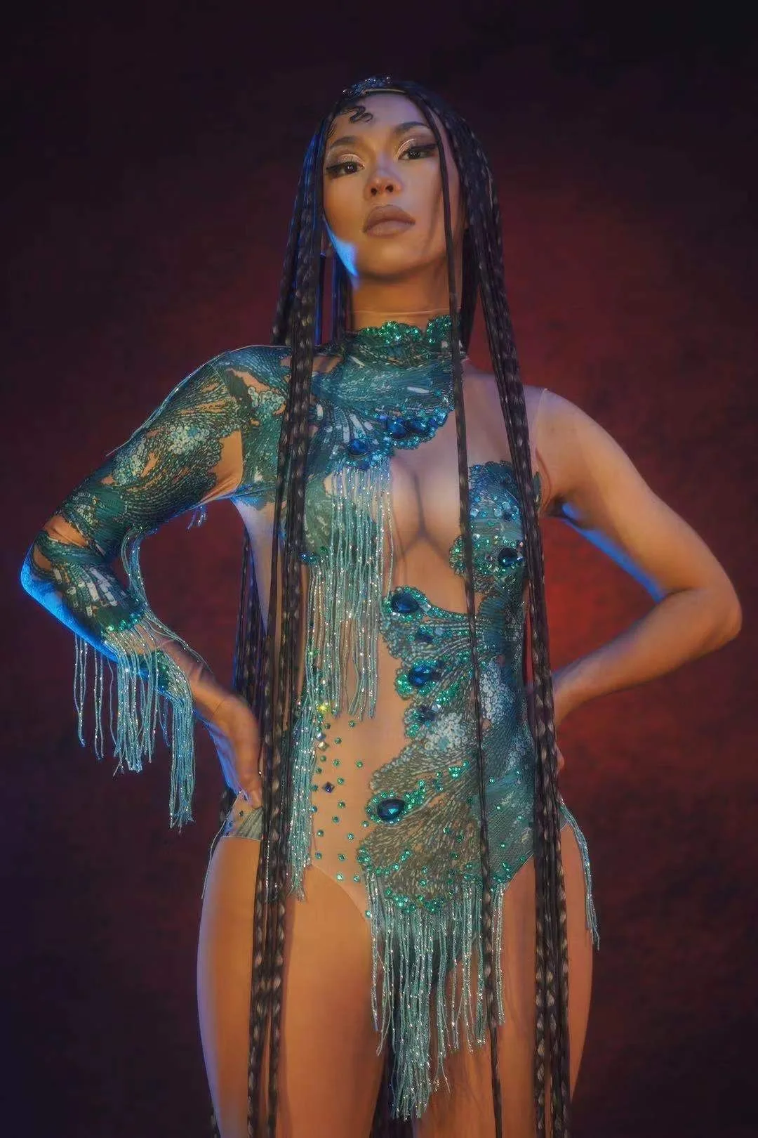 Потрясающие комбинезоны с кисточками для женщин праздничный наряд на одно плечо