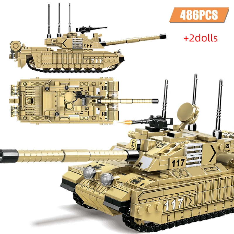 

486 шт., Детский конструктор «танк»