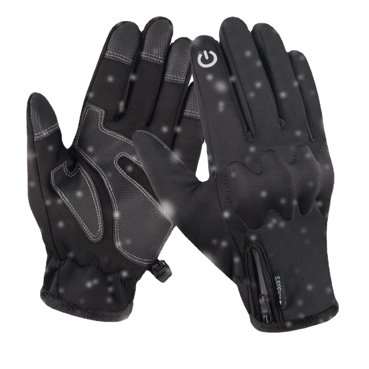 Winter Gloves Outdoor Cycling Skiing Waterproof Touch-Screen Anti-Skid Cycling Plus Velvet Windproof Cold Warm Gloves