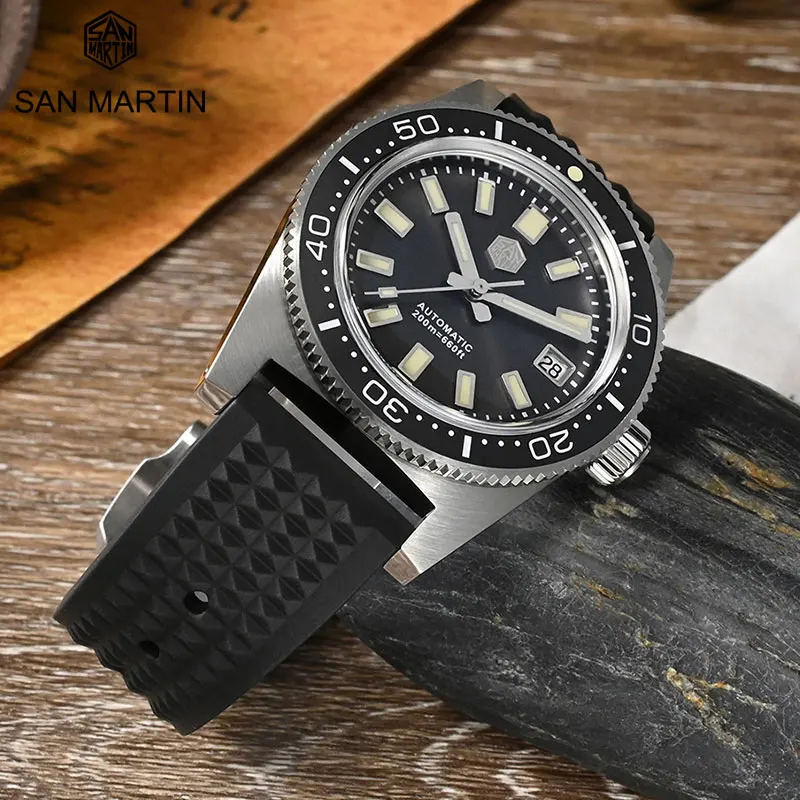 

Часы San Martin 62mas Мужские механические Автоматические, роскошные классические наручные с сапфировым кристаллом PT5000, с датой C3, светящиеся 20 бар, 37 мм