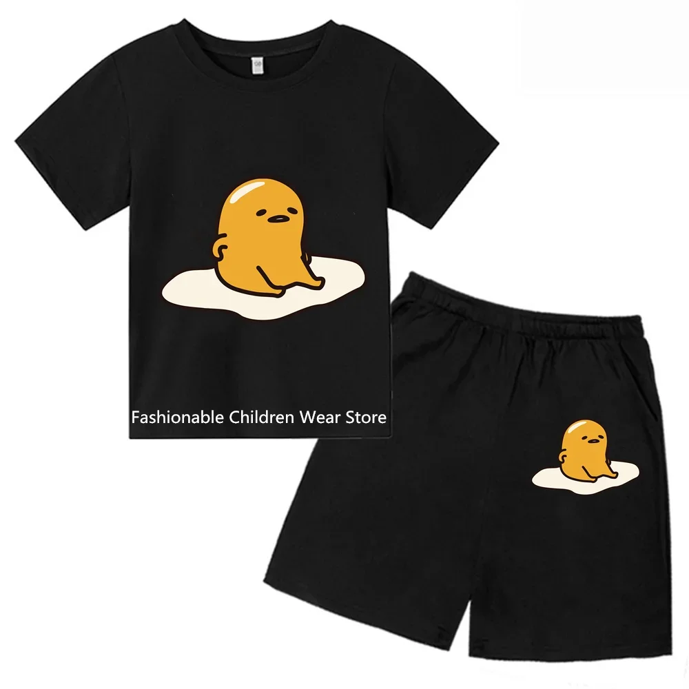 Gudetama 2024 модная коллекция с коротким рукавом-комплекты футболок для мальчиков и