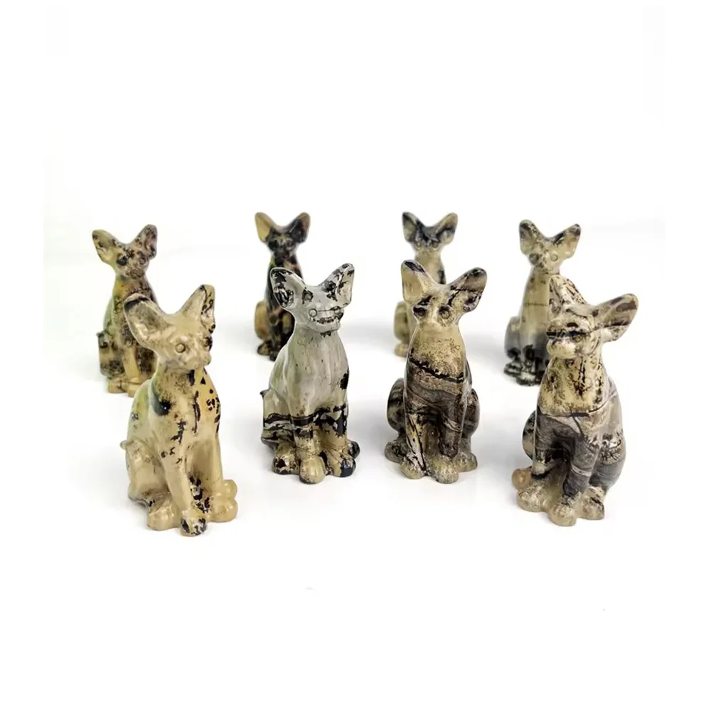 1 шт. статуэтка кошки и животных из искусственной яшмы