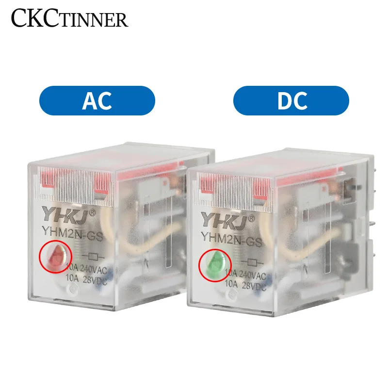 Miniaturowe przekaźniki sterujące YHM2N-GT YHL2N-GT YHM3N-GT YHM4N-GT Elektromagnetyczny przekaźnik pośredni DC12V DC24V AC220V z podstawą