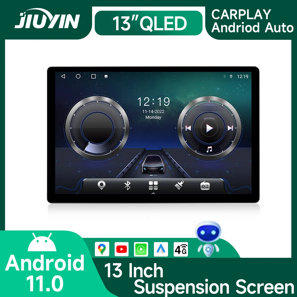 

Автомобильная Мультимедийная система 2DIN, 13 дюймов, Android 11, 4G + WiFi, DVD-плеер, GPS-навигация для всех автомобилей, стерео 2.5D + IPS, головное устройство Carplay