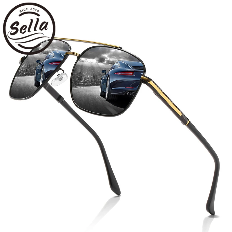 

Мужские классические солнцезащитные очки SHAUNA, поляризационные очки в стиле ретро с дужками и защитой UV400