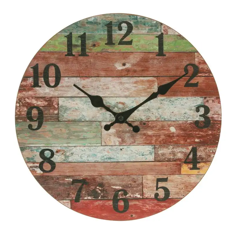 

Red Analog Round Farmhouse Battery Operated Wall Clock Digital wall clocks Clocks wall home decor Alarm clock Art wall decor Rel