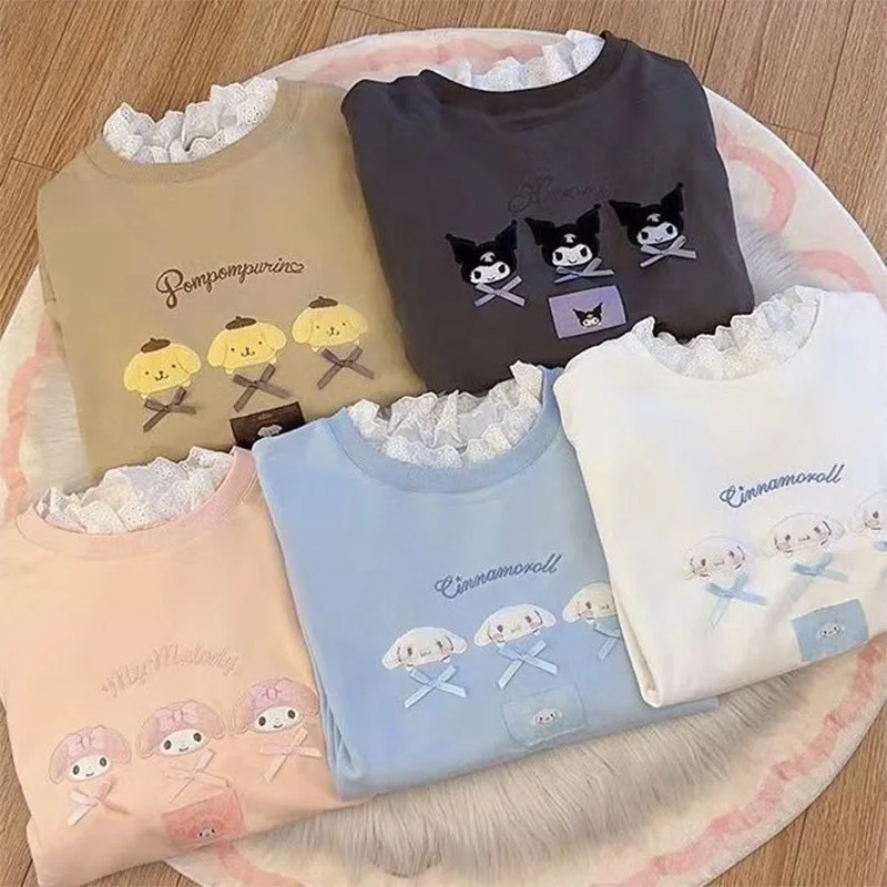 

Cinnamoroll My Melody Y2K Kawaii Anime Sanrio Long-Sleeved Hoodie Cute Cartoon Crewneck Blouse Clothes Lovely Toys Girls Gifts