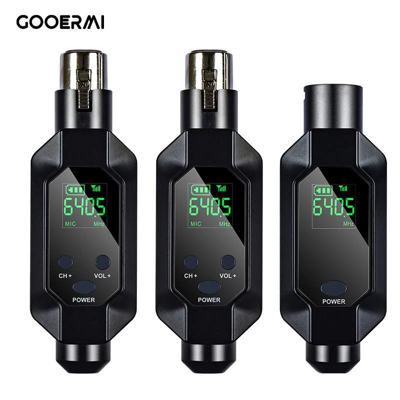 Фото Профессиональная беспроводная микрофонная система Gooermi B02 UHF XLR в комплекте с двумя передатчиками для динамических микрофонов №1