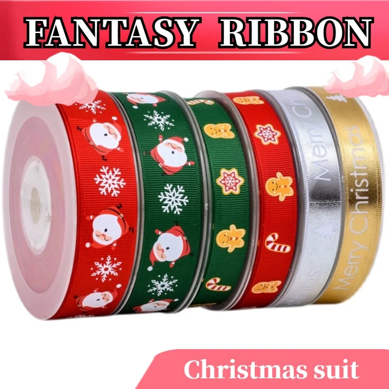 

1' 2.5cm 5yards Christmas ribbon gift packaging holiday DIY decoration cake gift box Birthday party Decorations