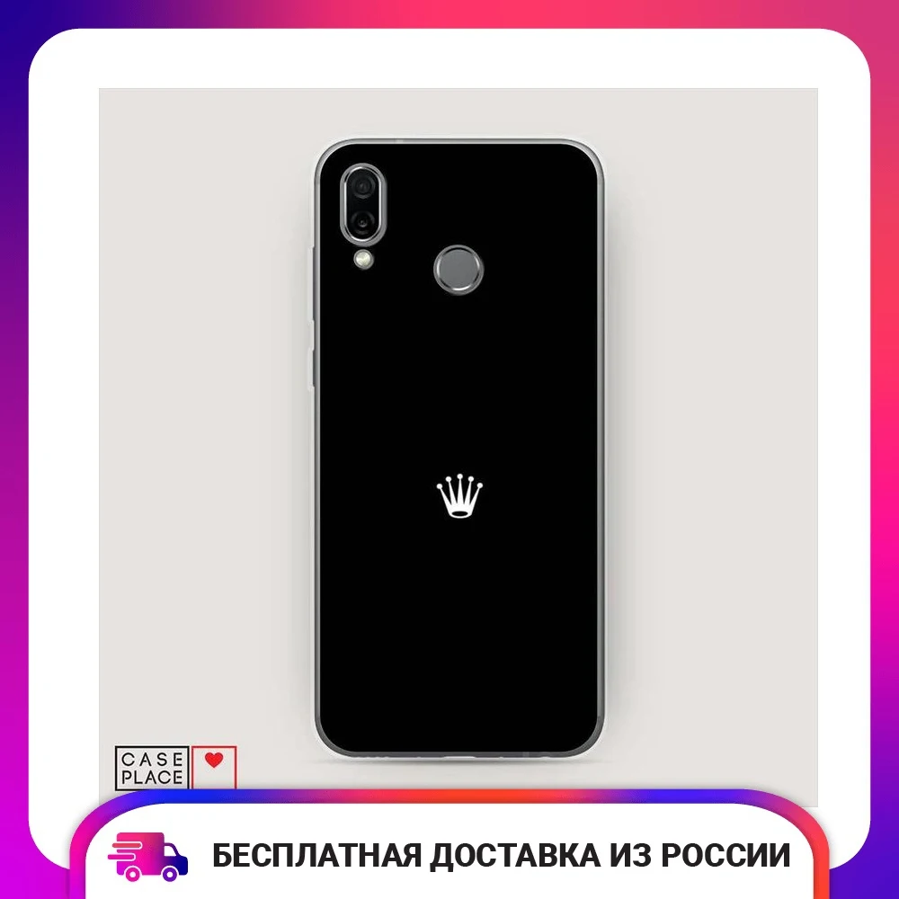 Чехол Силиконовый для Huawei Honor Play Белая кородля черном фоне защитный тонкий мягкий