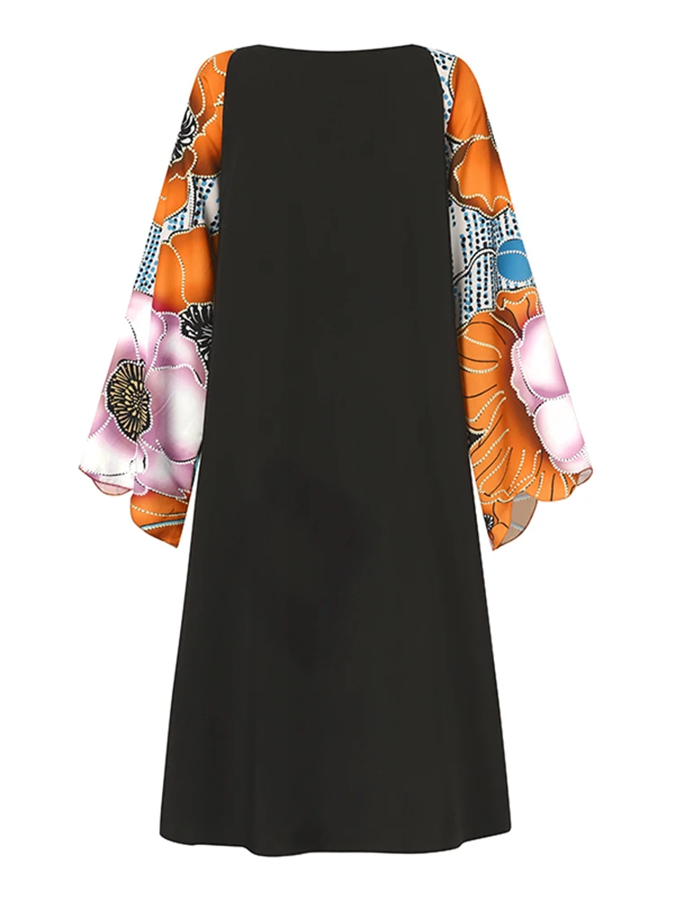VONDA Plus Size Women 2023 Summer Sundress Floral Printed Party Dress Long Flare Sleeve Vestidos Casual Loose Bohemian Midi Robe