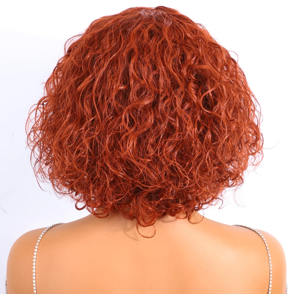 Оранжевые цветные парики из натуральных волос для женщин 10-дюймовые короткие