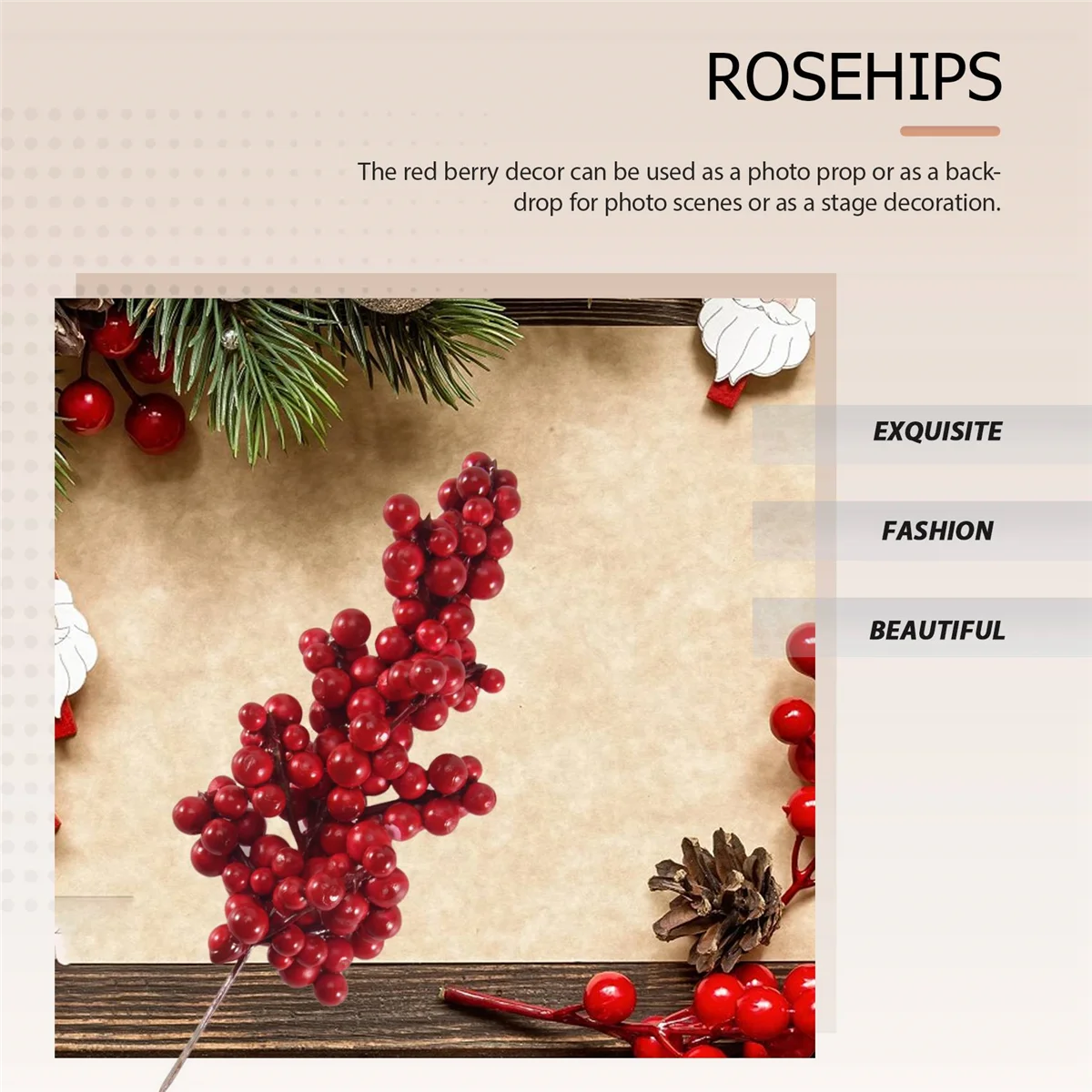 10 шт. искусственные красные ягоды декоративные ветки с красными ягодами осенние