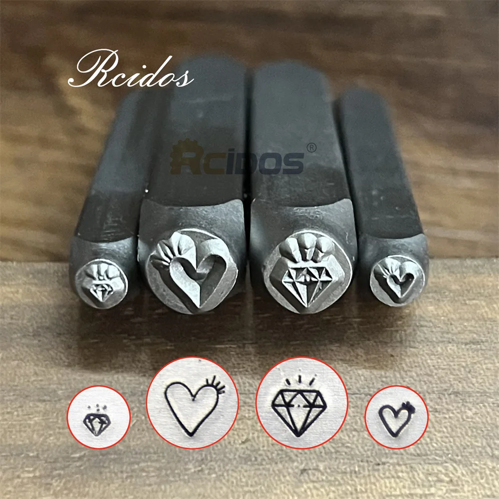 

RCIDOS 3MM/6MM Light Heart Diamond Design Metal Jewelry Stamps,DIY Bracelet/jewelry symbols steel stamp,1pcs price