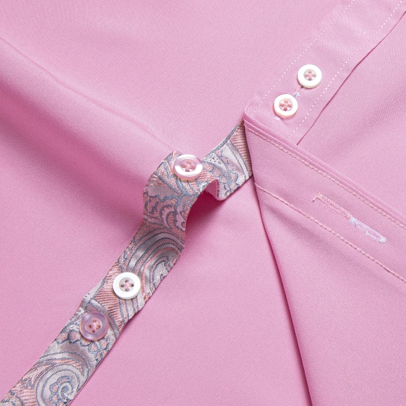 Pink Blue Black Solid Shirts For Men Paisley Floral Plaid Color Contrast Fashion Dress Shirt Designer Men Clothing Casual Shirts
