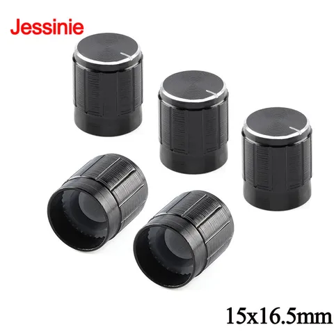 5 шт., черные ручки потенциометров Jessinie, 15х16,5 мм