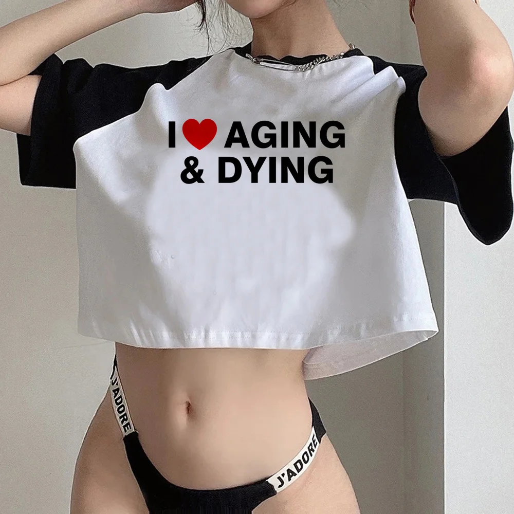 

Женский укороченный топ в стиле 1920-х я люблю старение и умирание, женская готическая эстетика, кавайная футболка yk2, футболки