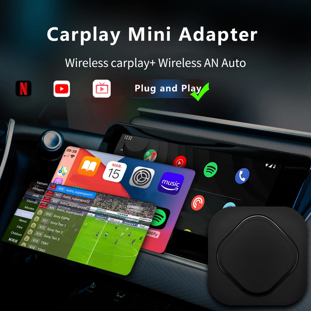 

Original Car Wired CarPlay To Wireless TV Projection Screen + Android 11 Auto Global TV Live Video Box