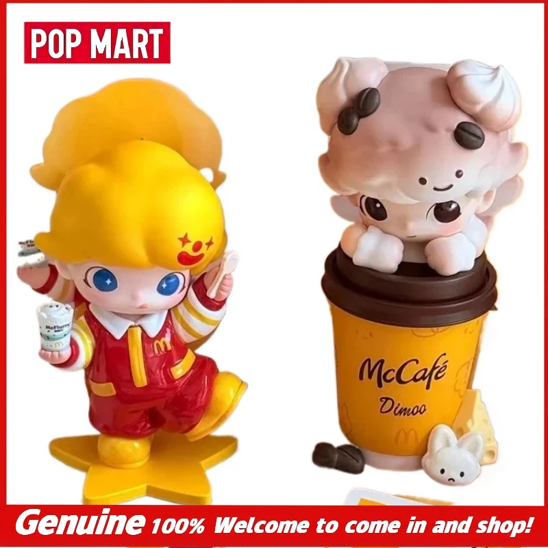 Фото Коллекционная фигурка POPMART X McDonald's Mccafe Dimoo в тематике McFlurry, настольное украшение, сувенир для коллекционеров мультфильмов №1