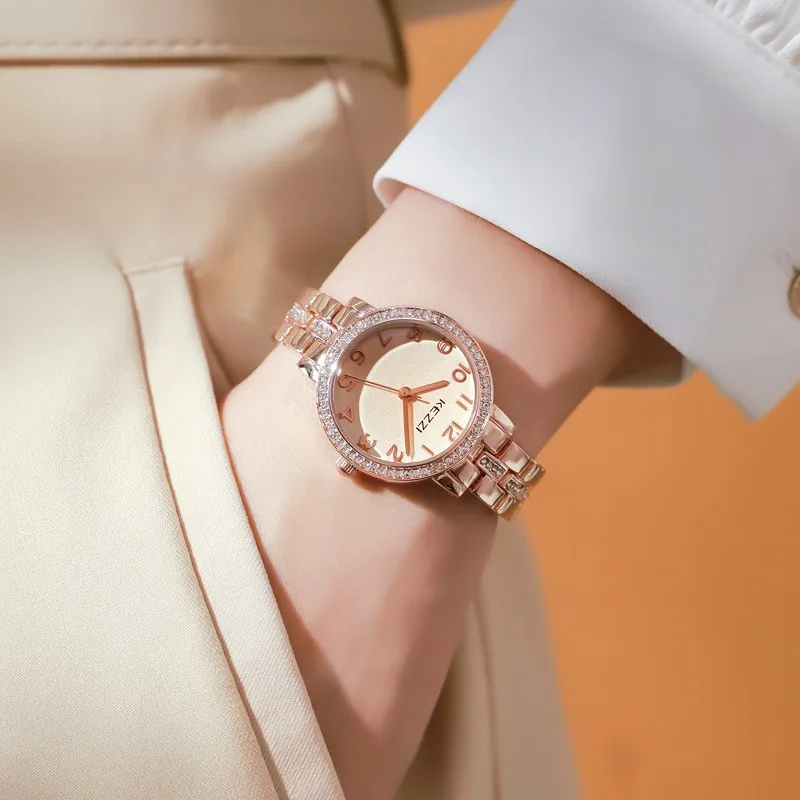 Fashion and atmospheric digital dial luminous waterproof new trend flash diamond simple watch strap women's watch enlarge