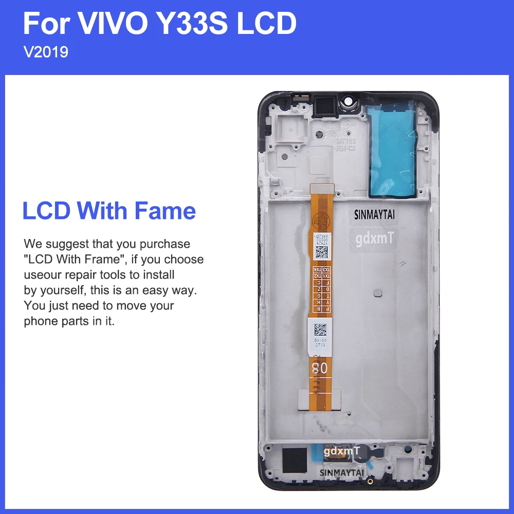 6 58 &quotAMOLED для pantalla VIVO Y33S ЖК-дисплей с рамкой сенсорный экран V2109 ЖК-экраны