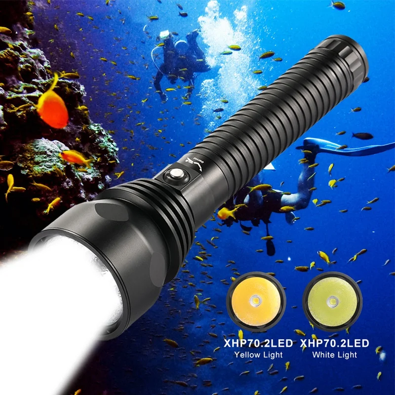 

Scuba Diving Light High Power P70 Underwater Diving Light 26650 Rechargeable Ultra Bright Flashlight Torch 4000Lm