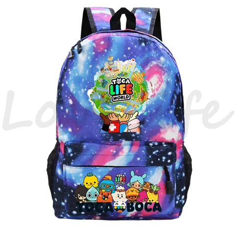 Kawaii Toca Life World Рюкзаки с принтом Детская повседневная сумка для книг для мальчиков и девочек Школьная сумка с героями мультфильмов Детский рюкзак Toca Boca Подарочная сумка