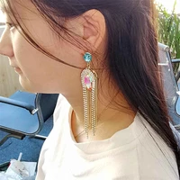 fashion crystal long tassel pendant earrings ladies personality rhinestone earrings bridal wedding party jewelry gift 2022