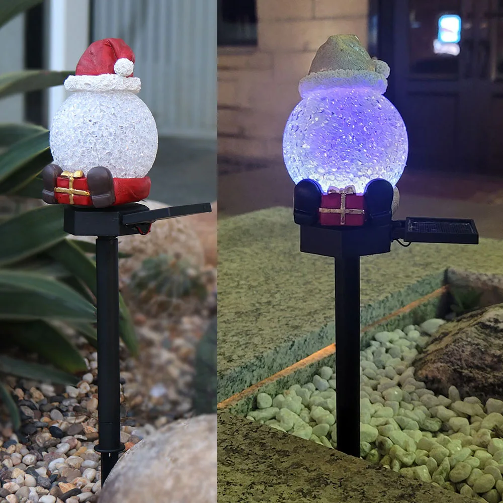 

Solar Snowman Stake Lights Resin Christmas Decor Light Creative Hat Light Christmas Pathway Light Garden Yard Lawn Decoration