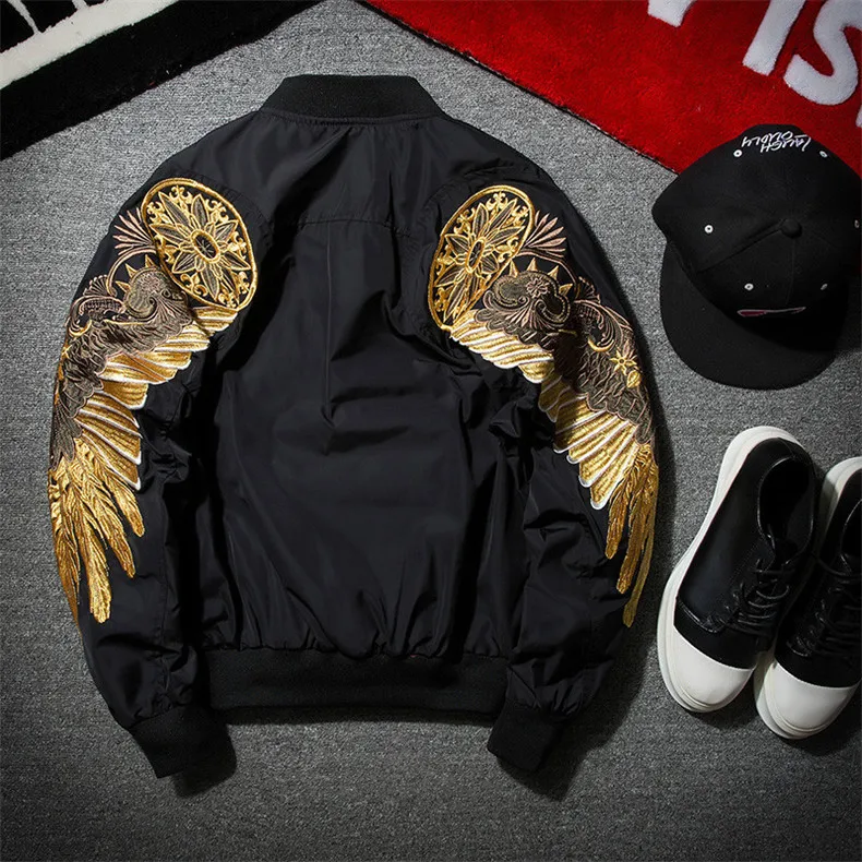 

Unisex Jackets Mens Wing Design Spring Multi Color Embroidery Bomber Jacket Men Streetwear Brand-clothing Casual Hip Hop Coat