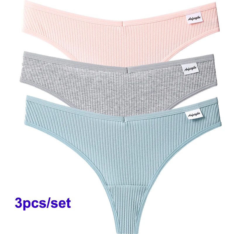 

3 шт./комплект, женские хлопковые трусы-стринги