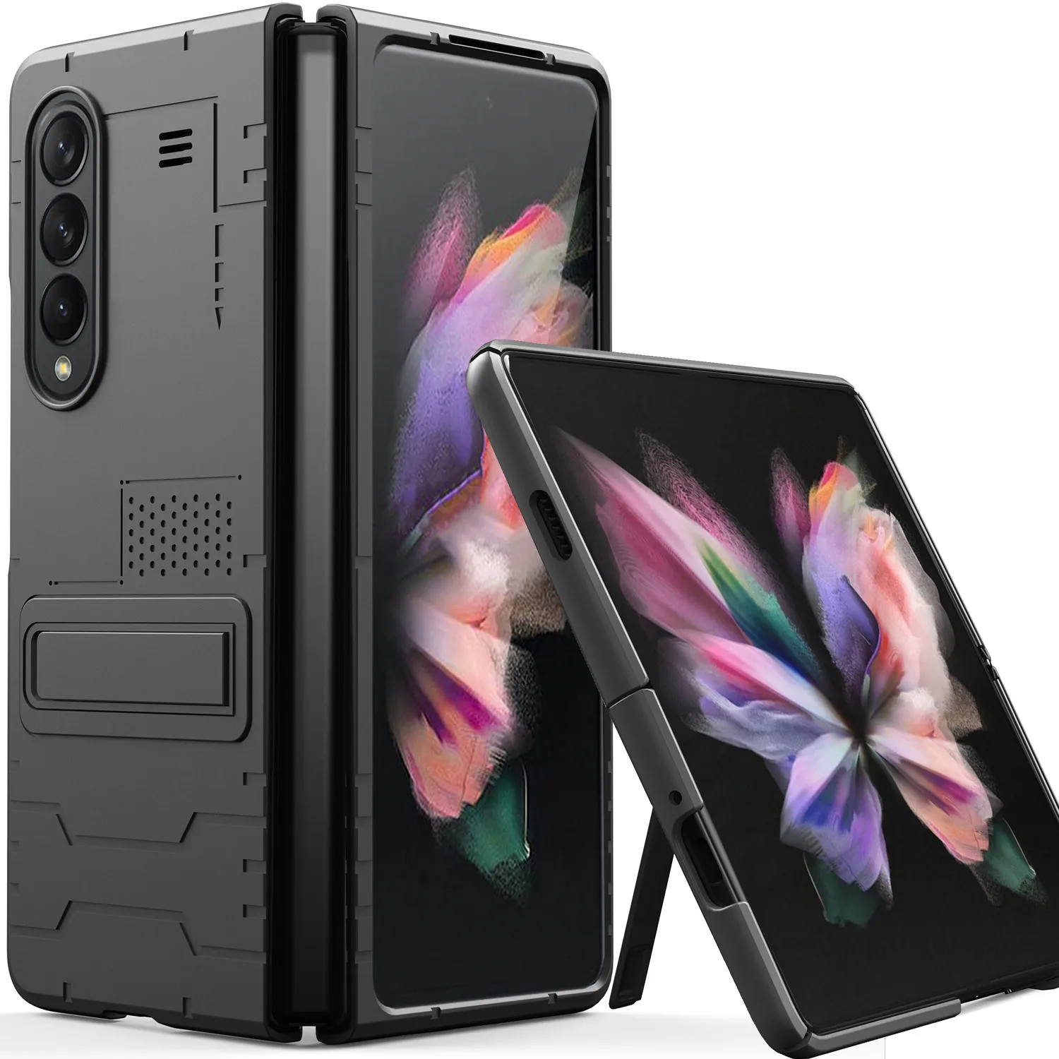 

Чехол для Samsung Galaxy Z Fold 3, Роскошный Жесткий ультралегкий армированный стильный защитный чехол с подставкой, противоударный чехол для Fold 3 5G