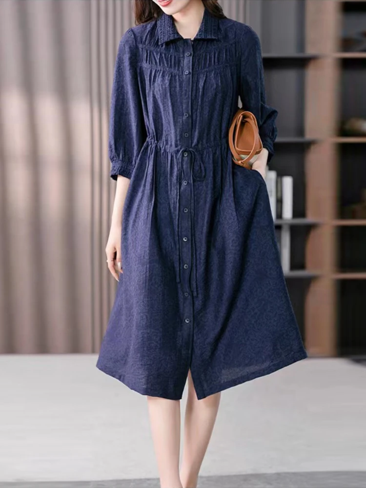 

New Dresses for Women 2023 Spring Summer Drawstring Single Breasted Fashion Women Clothing Ladies Streetwear Formal Dresses