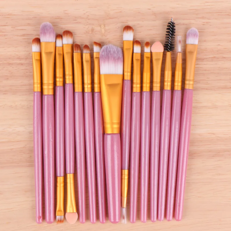 

15pcs Professional Makeup Brush Set Soft Fur Beauty Highlighter Powder Eye Shadow Brush Set Foundation Brush Cosmetic Tools