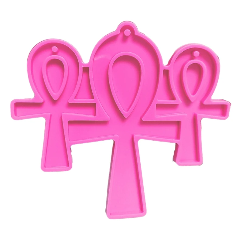 

D0LC Египетский крест серьги силиконовая форма DIY Кристалл эпоксидная смола, форма для сережек