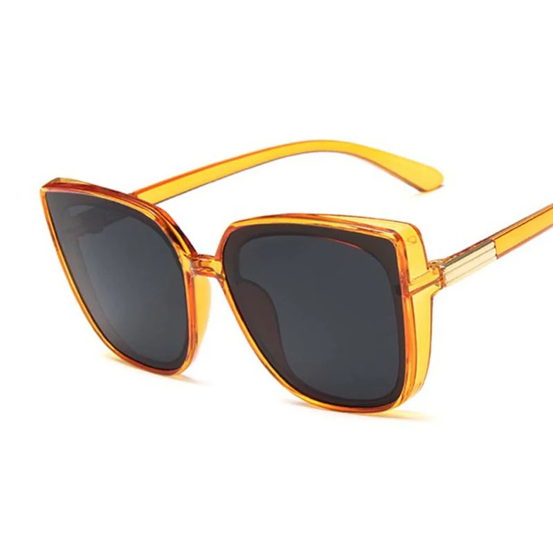 

Luxury Brand Designer Woman Vintage Black Mirror Sun Glasses For Fashion Big Frame Cool Sexy Female