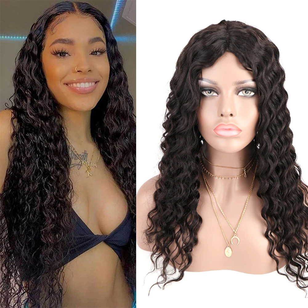 Deep Wave Frontal Wig Brazilian Curly Part Lace Front Human Hair Wigs for Women 22 Inch Closure Wig 180 Density Natural #P27 P30