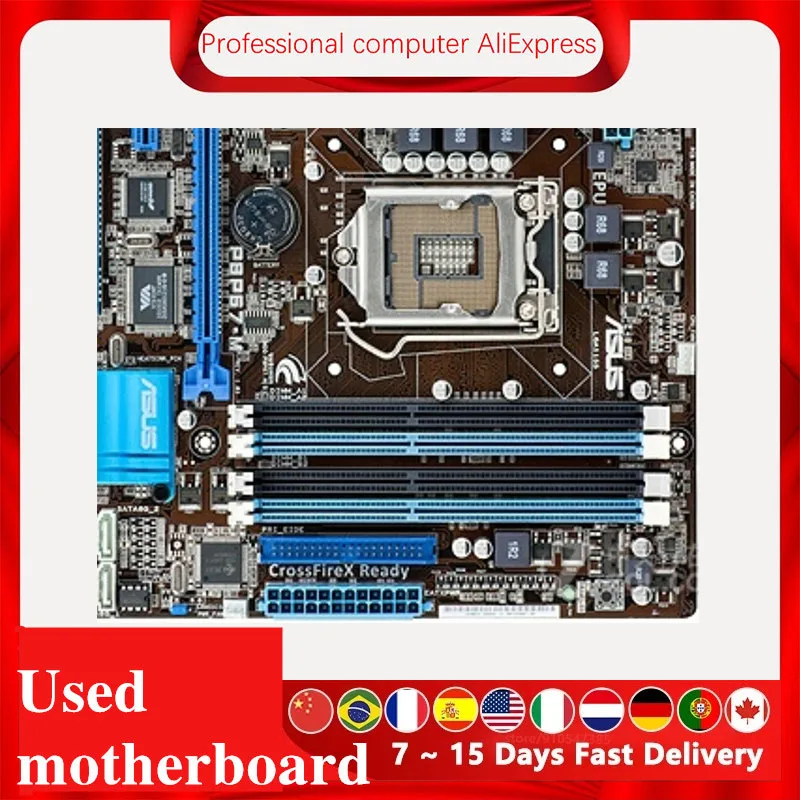ASUS P8P67-M Компьютерная материнская плата LGA 1155 DDR3 Intel P67 P8P67 Настольная плата Б/У (без теплового экрана) on