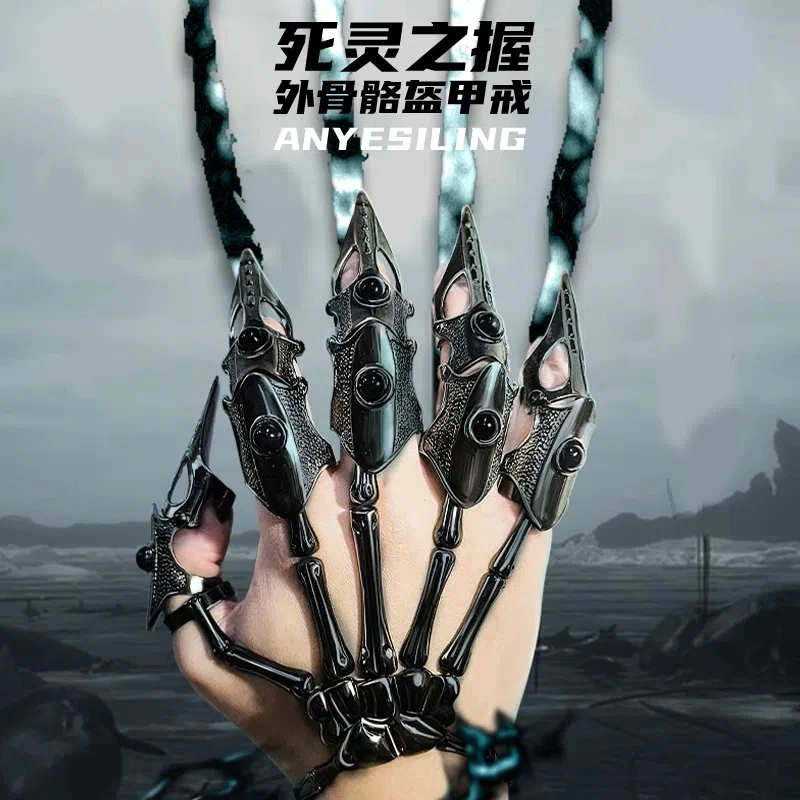 

Trendy Skeleton Gothic Five Finger Joint Ring Adjustable Wolf Paw Dark Punk Bracelet Fashion Lovely Birthday Gift for Boy Girl