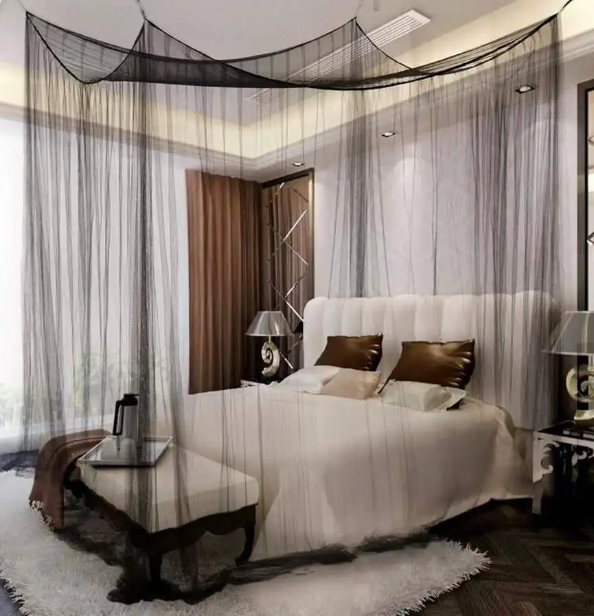 

Household Large Mosquito Net Four Door Ceiling Elevated Court Floor Simple European and American Fashion Trend