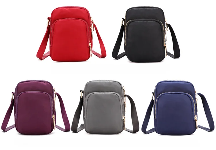 

Fashion Solid Color New Women's Casual One Shoulder Mobile Bag Light Crossbody Waterproof Nylon Wallet Mini Bags For Women