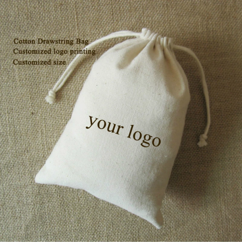 Хлопковые парусиновые мешочки на шнурке для упаковки ювелирных изделий