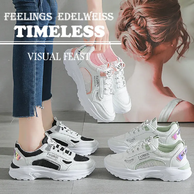 Women Air Mesh Breathable Walking Women Sport Running Sneakers Comfortable White Fashion Casual Style Chaussure Femme Mujeres