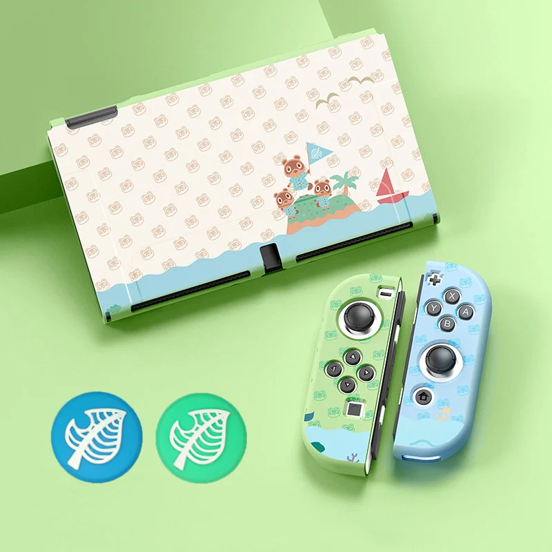

Soft Cute Protective Cover For Nintendo Switch OLED 2021 Dockable Case Accessories For Animal Crossing Fans With Free Thumb Grip