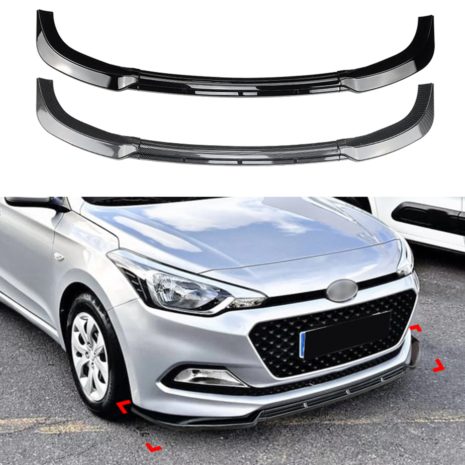 

Front Bumper Spoiler Lip Car Body Kit Lower Splitter Guard Plate For Hyundai I20 MK2 Pre-facelift 2015 2016 2017